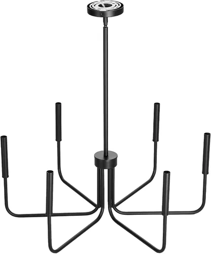 Vista 12 de VEVOR Candelabro de 6 Luces, Candelabro de Metal Estilo Granja, Altura Ajustable, Lámpara Colgante de Comedor para Techos, Candelabro Moderno