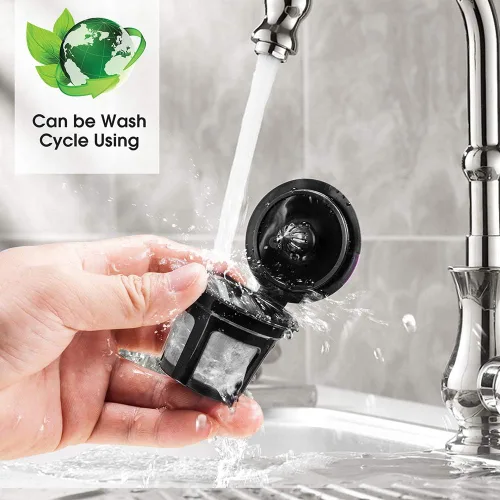 Vista 4 de K Cups reutilizables, filtros de café reutilizables de ajuste universal con malla de acero inoxidable de grado alimenticio, cápsulas de café