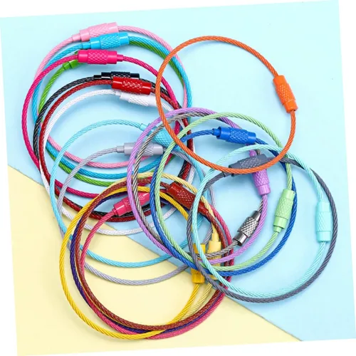 Vista 4 de COHEALI Llavero de metal para manualidades, 10 piezas, llavero de coche, colgante de equipaje, anillo de identificación, anillo de alambre, etiqueta