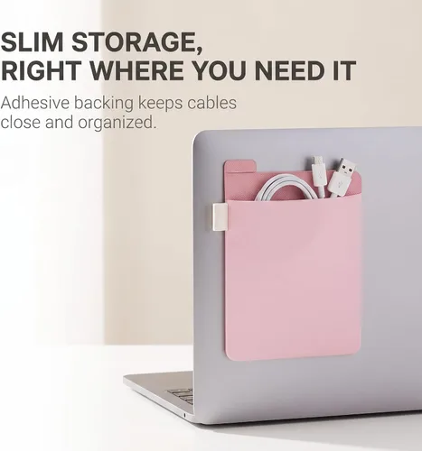 Vista 3 de Soporte para disco duro externo rosa, funda de transporte adhesiva para disco duro externo, organizador de almacenamiento de funda reutilizable