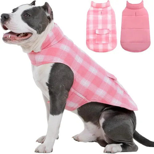 Vista 23 de Kuoser - Abrigo de invierno para perro reversible de estilo británico, abrigo de clima frío para cachorros, ropa resistente al viento, chaleco