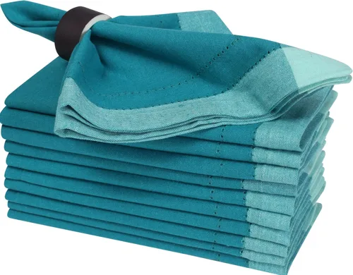 Vista 18 de Servilletas de tela de algodón con dobladillo de 18 x 18 pulgadas, color aguamarina con vainica, servilletas de boda, servilletas de cóctel