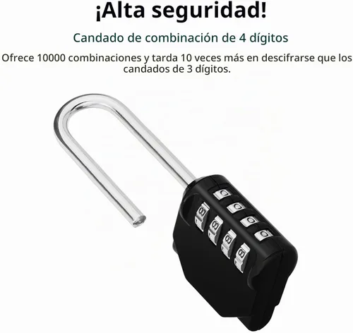 Vista 3 de ZHEGE Candado de grillete de 2.6 pulgadas de largo, cerradura de combinación de 4 dígitos al aire libre para puerta de cerca, cobertizo, garaje