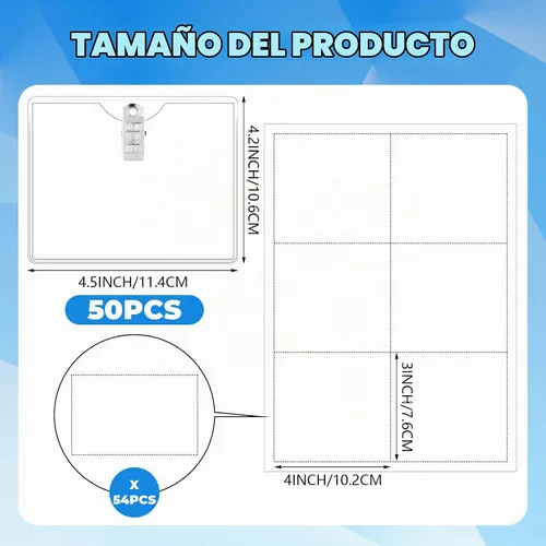 Vista 3 de Eaasty - Paquete de 50 etiquetas de nombre con clips transparentes