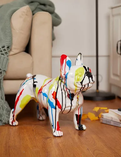 Vista 3 de Estatua de Bulldog Escultura Decoración Moderna Estatua de Animal Estatua Regalos para el Hogar Centro de Mesa Artesanías Polyresin Arts 19.7 in