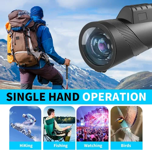 Vista 4 de Monocular de alta potencia de 10 x 42 para adultos, telescopio monocular compacto de grado militar con trípode, diseño ligero e impermeable, prisma