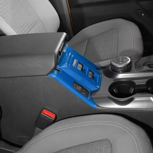 Vista 2 de Cubierta del panel de control de la caja de cambios de la consola central para Ford Bronco 2021 + 4 puertas (ABS, 1 unidad, azul)