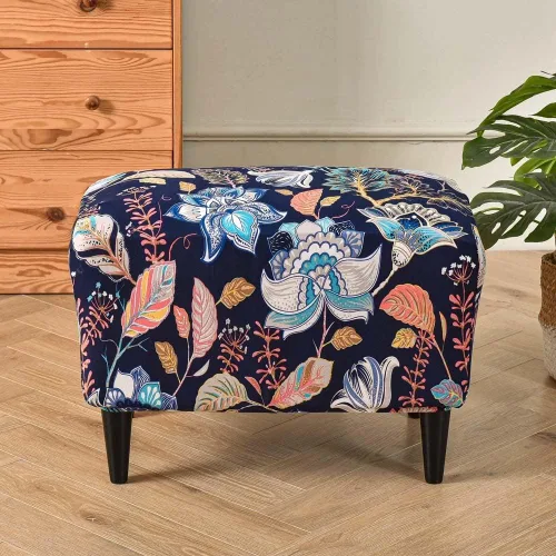 Vista 53 de Funda elástica otomana rectangular para taburete, funda de elastano estampada para reposapiés, protector antideslizante para reposapiés, con parte #1