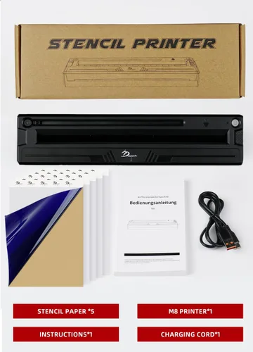 Vista 8 de DGT Tattoo Impresora de papel térmico con conexión Bluetooth y teléfonos compatibles con iOS/Android (PT-M8)