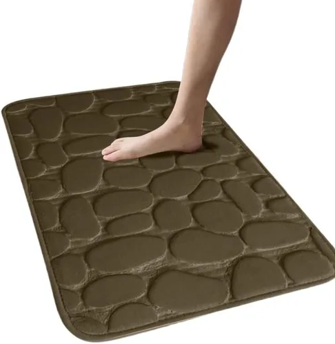 Vista 10 de Alfombra antideslizante de Baño De Franela Gruesa Antideslizante, Almohadilla De Espuma Viscoelástica, Adoquín En Relieve, Alfombra De Suelo De