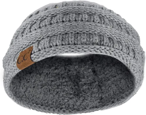 Vista 103 de C.C Cintillo elástico suave con punto trenzado para invierno, con forro mullido para el pelo, para calentar las orejas Negro