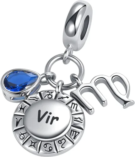 Vista 2 de 12 signos del zodiaco con dije de constelaciones de feliz cumpleaños para pulsera Pandora