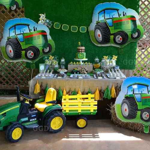 Vista 4 de 4 globos gigantes de aluminio para tractor de granja para cumpleaños, baby shower, tractor, suministros de decoración de fiesta temática