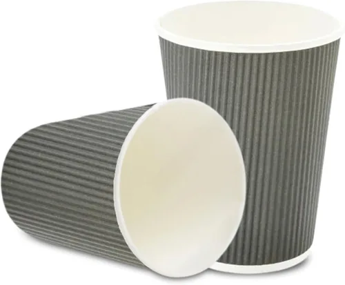Vista 51 de 500 unidades de tazas desechables negras de 4 onzas para bebidas calientes con diseño de pared ondulada: no necesita mangas - Perfectas