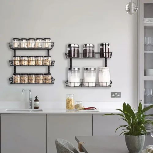 Vista 3 de SWOMMOLY Organizador Estante de Especias de Pared Ajustable, 12 Niveles de Doble Uso (Multiuso) Estante Colgante de Especias para Almacenamiento
