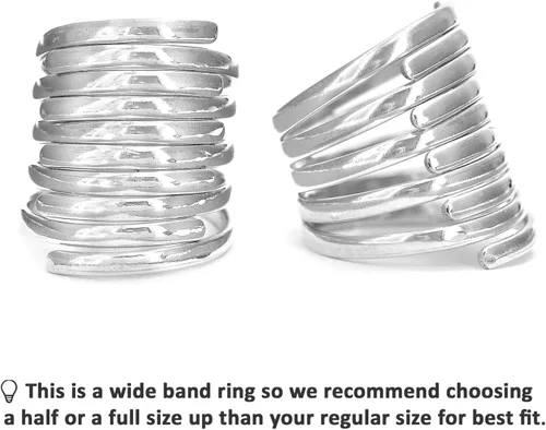 Vista 3 de Boho-Magic Anillos de plata de ley 925 para mujer, anillo ancho