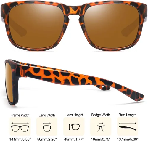 Vista 4 de Joopin Lentes de sol polarizados grandes y cuadrados para hombres, lentes de sol grandes de moda para mujer, protección UV, lentes de sol unisex