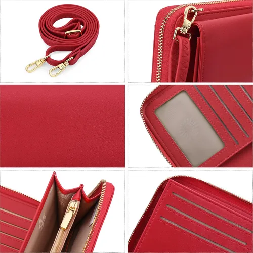 Vista 3 de FALAN MULE RFID Womens Wallet Purse Wristlet PU Leather Crossbody Clutch with 2 Straps