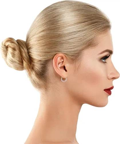 Vista 8 de AVORA Aretes de aro criollos de corazón de oro de 10 quilates: paquete de 3 tonos y oro amarillo, Plata de ley Oro amarillo