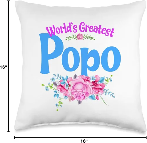 Vista 4 de Popo Chinese Grandma Wear World's Greatest Popo - Almohada para abuela china, 15.7 x 15.7 in, multicolor