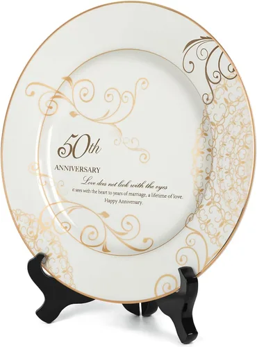 Vista 2 de Urllinz Regalos de boda de 50 aniversario para parejas, padres, abuelos, regalo de recuerdo de aniversario de boda, plato de matrimonio de 50 años