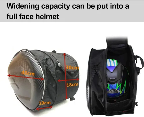Vista 6 de Bolsas de sillín de motocicleta, Bolsas de sillín Powersports, Bolsa de equipaje impermeable, Bolsa de almacenamiento de casco de cara completa