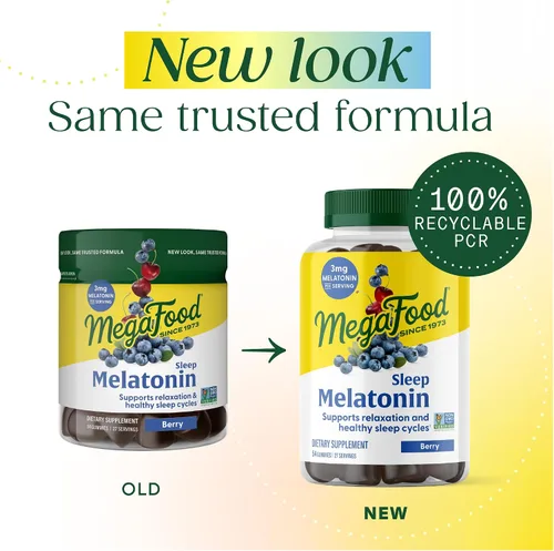 Vista 2 de MegaFood Gomitas de melatonina – Melatonina 3 mg por porción para ayudar a relajarse y conciliar el sueño – Gomitas para dormir para adultos – Sabor