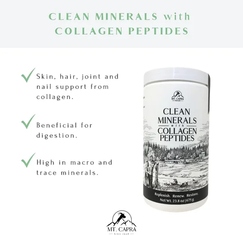 Vista 4 de Mt. Capra Clean Minerals con péptidos de colágeno y proteína entera limpia + minerales y probióticos
