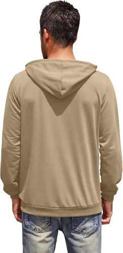 Vista 3 de COOFANDY Sudaderas con capucha para hombre, casual, ligera, de manga larga, atléticas, con bolsillo