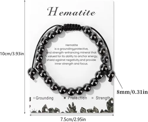 Vista 18 de Pulsera de cristal curativo para mujer de 0.315 in, pulsera de cuentas de cristal natural ajustable hecha a mano, joyería curativa, regalo