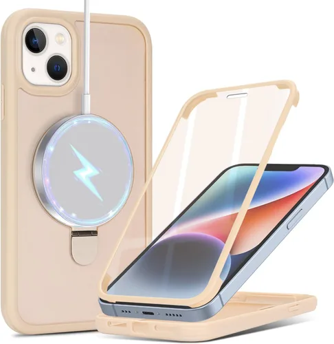 Vista 5 de Cavor Funda para iPhone 13 e iPhone 14, Compatible con Magsafe, Funda para iPhone 14 con Protector de Pantalla, Soporte Funda Protectora Magnética