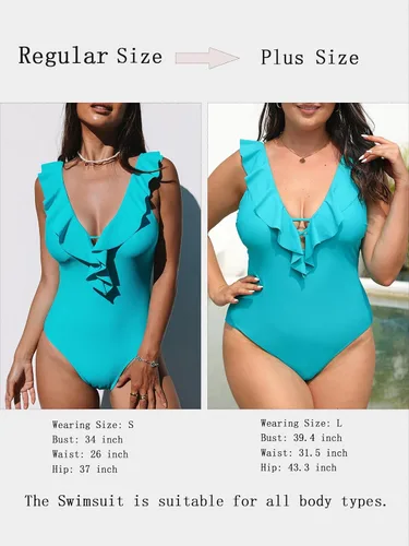 Vista 2 de CUPSHE Traje de baño de una pieza para mujer, con cuello en V, tirantes ajustables (XS-4XL)
