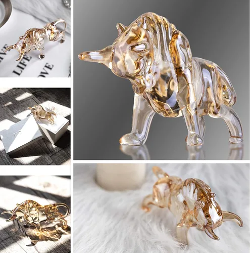 Vista 2 de H&D HYALINE & DORA Charm and Lucky FengShui Crystal Statues Wall Street Bull Figurine Esculture Home Office Desk Ornamento decorativo