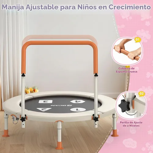Vista 5 de BCAN BT1 - Trampolín plegable de 36 pulgadas, certificado ASTM, para niños de 1 a 6 años, mango ajustable, almohadilla de seguridad y patas
