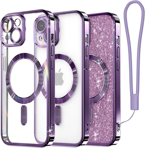 Vista 67 de Meifigno - Funda diseñada para el iPhone 16 Pro de 6.3", [Tarjeta de purpurina y correa para la muñeca] [Compatible con MagSafe]