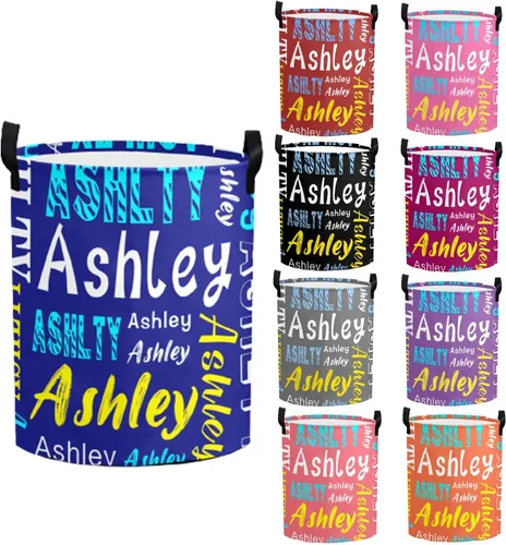 Vista 24 de Cesta de lavandería personalizada con nombre, cesta de lavandería plegable con asa para baño, sala de estar, dormitorio