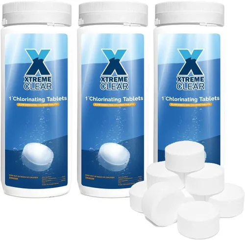 Vista 10 de XtremeClear - Tabletas de cloro de 1.5 libras para piscinas, spa, jacuzzi, pastillas de cloro estabilizadas de larga duración de 1 pulgada
