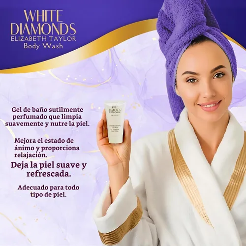 Vista 6 de Elizabeth Taylor White Diamonds - Set de regalo para damas con spray, loción corporal, gel de ducha y perfume