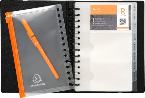 Vista 3 de Exacompta - Ref 75034E - Exactive - Tarjetero Exacard - Tamaño de 7.9 x 5.7 in, capacidad para hasta 120 tarjetas, 20 hojas, adecuado para tarjetas