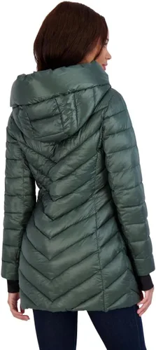 Vista 5 de BCBGMAXAZRIA Womens Metallic Quilted Lightweight Packable Puffer Coat