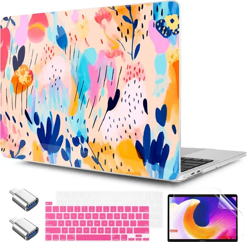 Vista 9 de TWOLSKOO Funda compatible con MacBook Pro de 13 pulgadas 2023-2016 A2338 M2/M1 A2251 A2289 A2159 A1989 A1706, cubierta rígida de plástico y funda