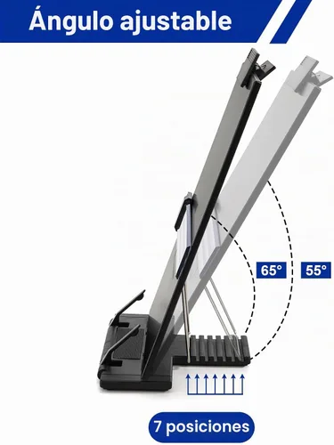 Vista 3 de Lawei Paquete de 2 soportes para documentos de escritorio con clip ajustable y guía de línea, soporte portátil para libros de documentos, soporte