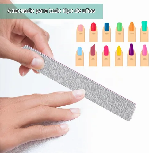 Vista 5 de 25 limas de uñas para uñas acrílicas, grano 80/120, tableros de esmeril de doble cara, limas de uñas, herramientas de manicura profesionales