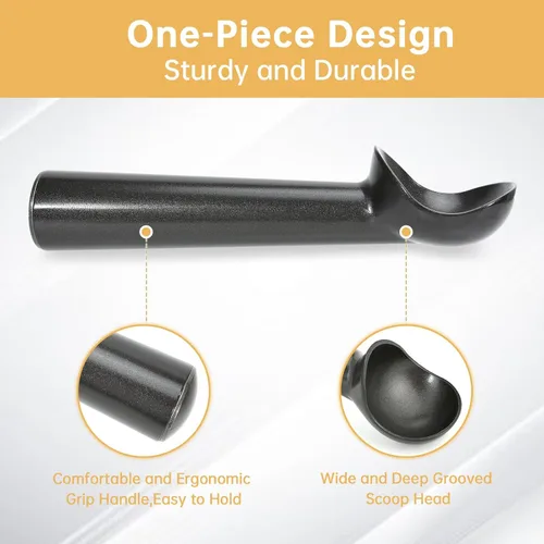 Vista 3 de Cuchara para helado, cuchara de aluminio antiadherente de una pieza, anticongelante, de 7 pulgadas, diseño resistente y duradero, fácil de limpiar