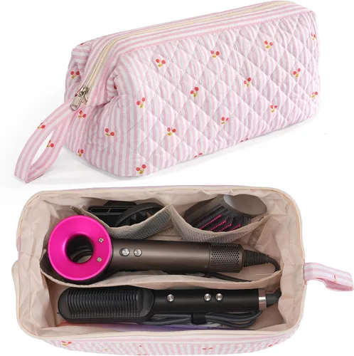Vista 10 de Bolsa de viaje para herramientas para el cabello con divisor, organizador de herramientas para el cabello Dyson Airwrap y Shark FlexStyle, bolsa