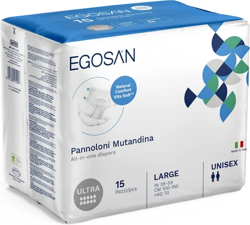 Vista 3 de EGOSAN Ultra Incontinence - Pañal para adultos, máxima absorción y pestañas ajustables para hombres y mujeres (mediano (muestra de 2 unidades)