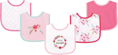 Vista 8 de Luvable Friends Baby Cotton Terry Drooler Bibs with PEVA Back, Transportation, One