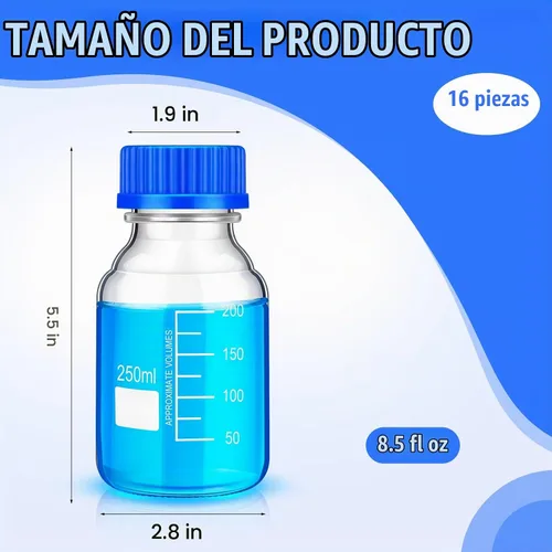Vista 2 de Chuarry 16 botellas de vidrio para almacenamiento multimedia, 8.5 fl oz