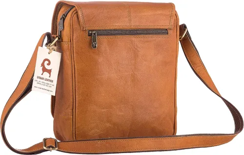 Vista 2 de URBAN LEATHER Bolso de mensajero vertical de 12 pulgadas Bolso de mano marrón para hombres mujeres niños y niñas bolsas de pasaporte de viaje