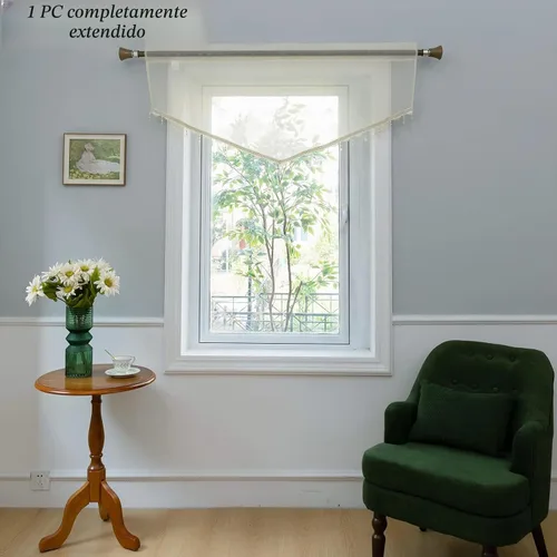 Vista 6 de PearAge Cortinas Cenefa Transparente con Cuentas para Sala de Estar, Cenefa de Ventana de Granja con Bolsillo para Barra, Cenefa de Cortina de Gasa
